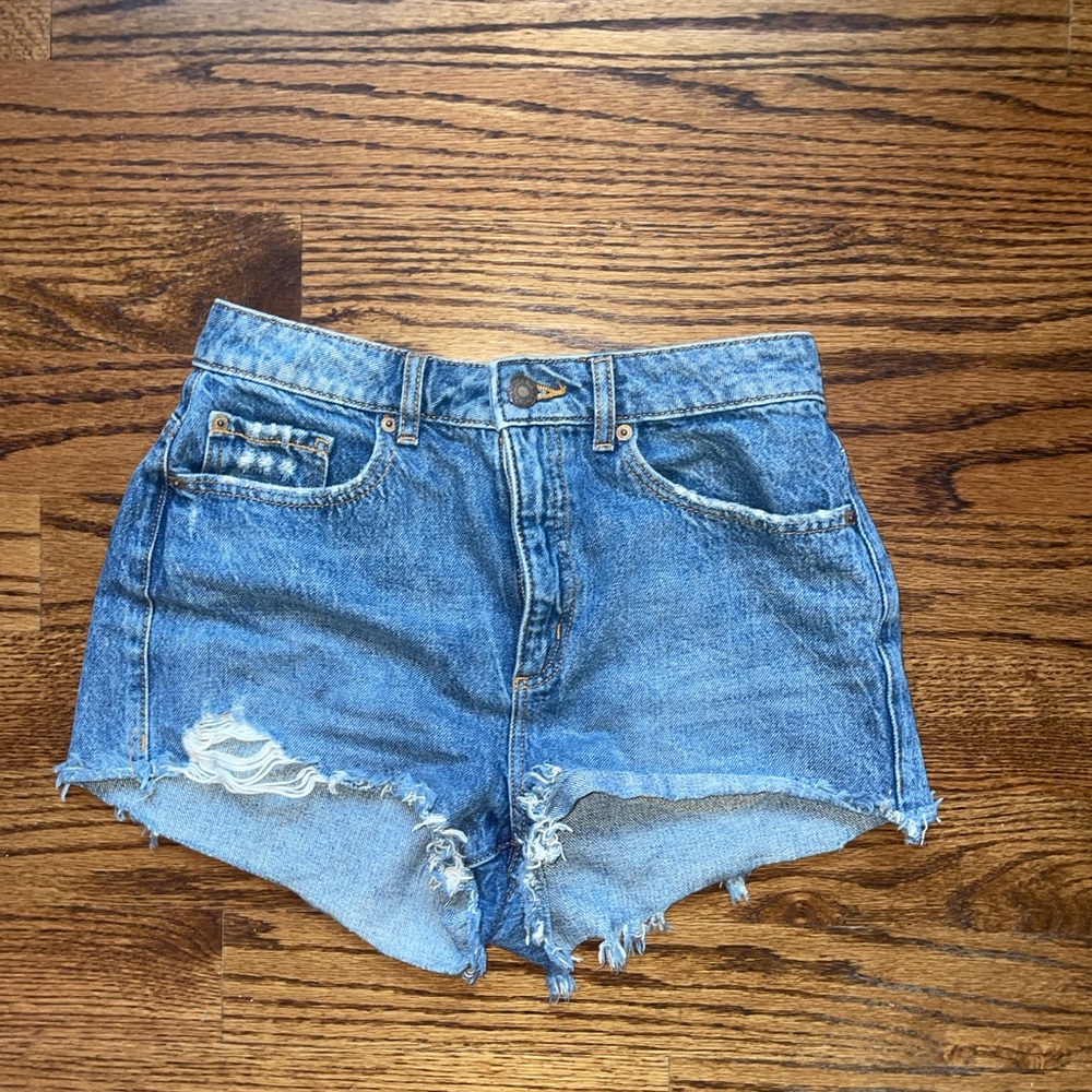 Garage Blue Distressed Jean Shorts